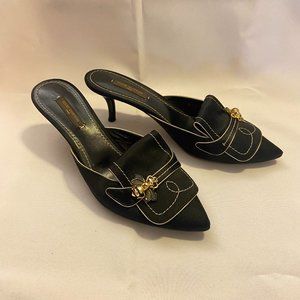 Vintage Louis Vuitton Black Classy Heels with Bee Broach